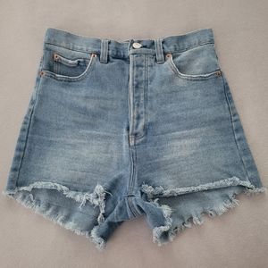 BBJ Los Angeles Medium Wash High-Waisted Denim Shorts Size 5/27